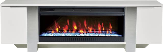 Heatherview White 79 in. Console with Electric Fireplace - Thumbnail - Image 1