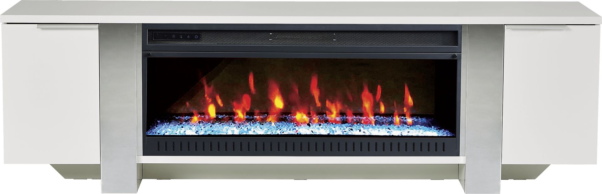 Heatherview White 79 in. Console with Electric Fireplace - Image 1