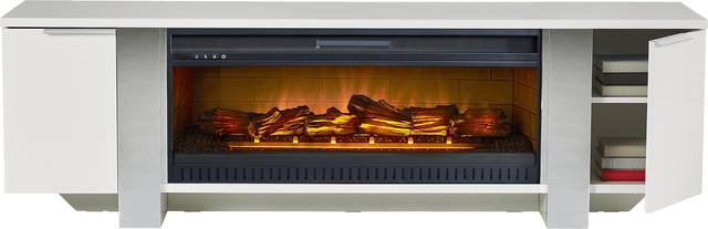 Heatherview White 79 in. Console with Electric Log Fireplace - Thumbnail - Image 2
