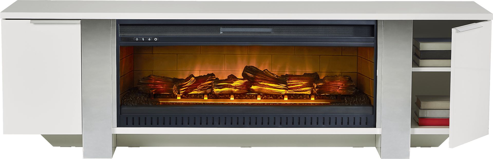 Heatherview White 79 in. Console with Electric Log Fireplace - Image 2