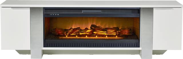 Heatherview White 79 in. Console with Electric Log Fireplace - Thumbnail - Image 1