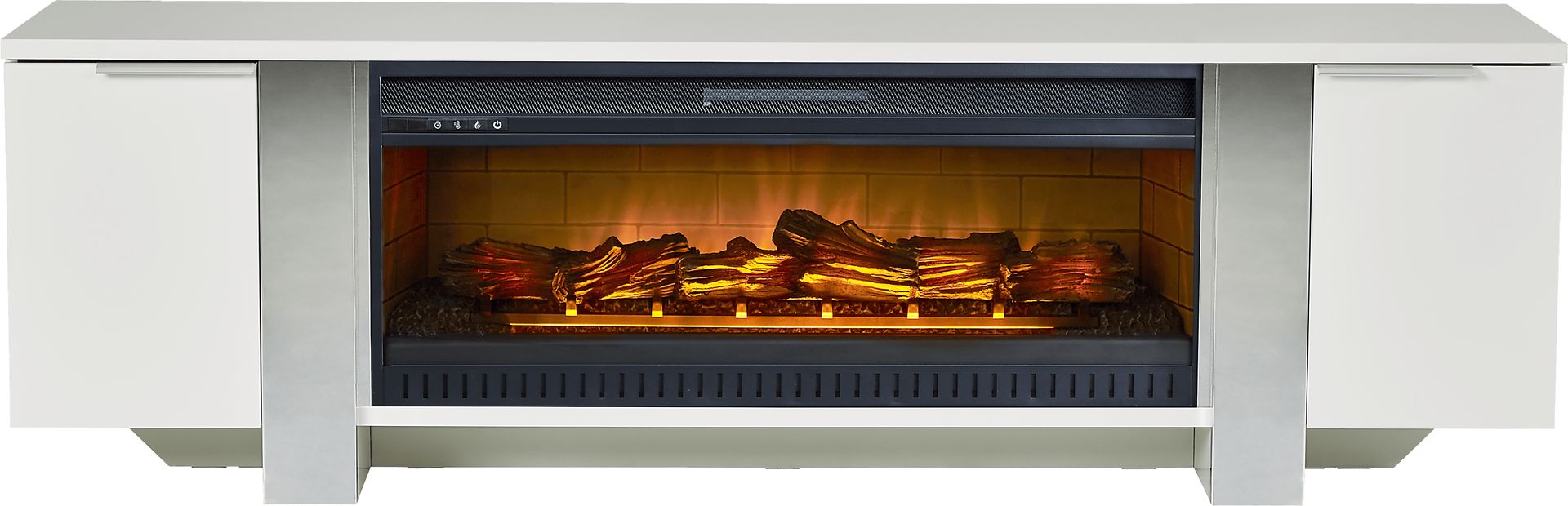 Heatherview White 79 in. Console with Electric Log Fireplace - Image 1