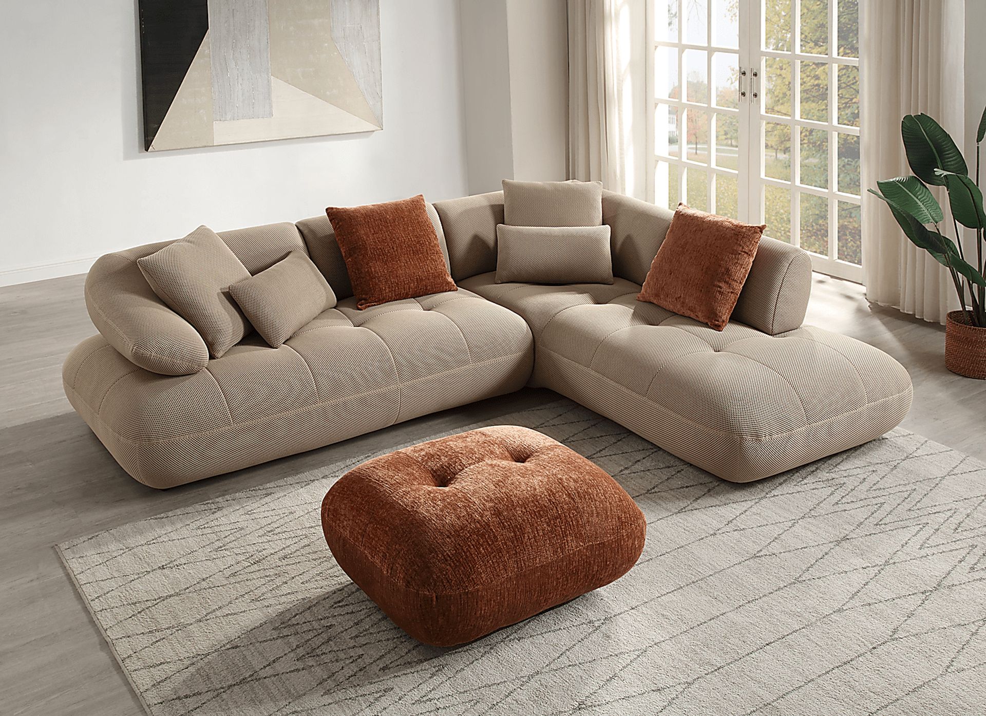 Heathmount Orange Ottoman - Image 2