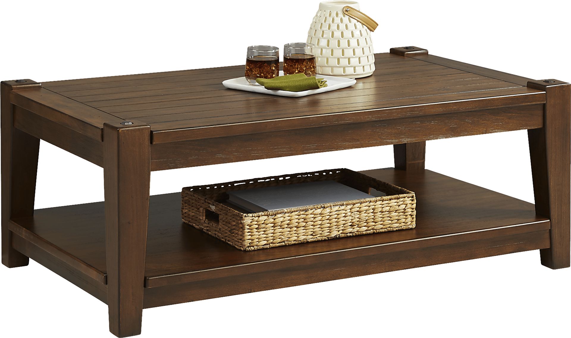 Heathson Tobacco Cocktail Table with Casters - Image 1
