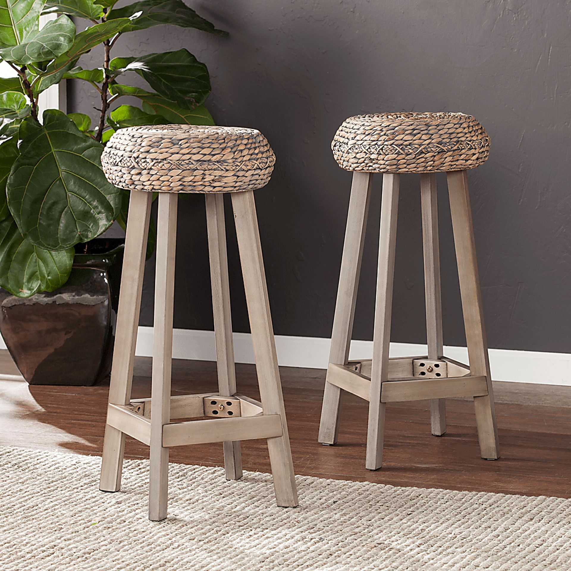 Hebberg Brown Bar Height Stool, Set of 2 - Image 2