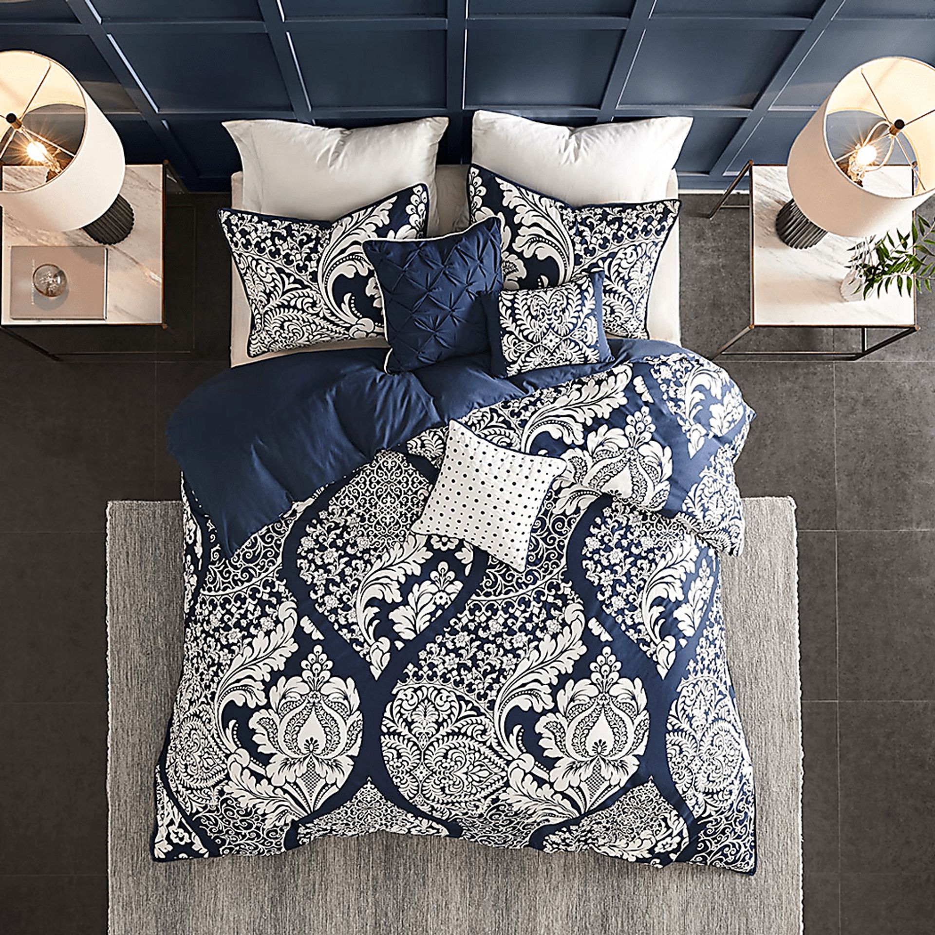Hedwige Blue 6 Pc Full/Queen Duvet Set - Image 3