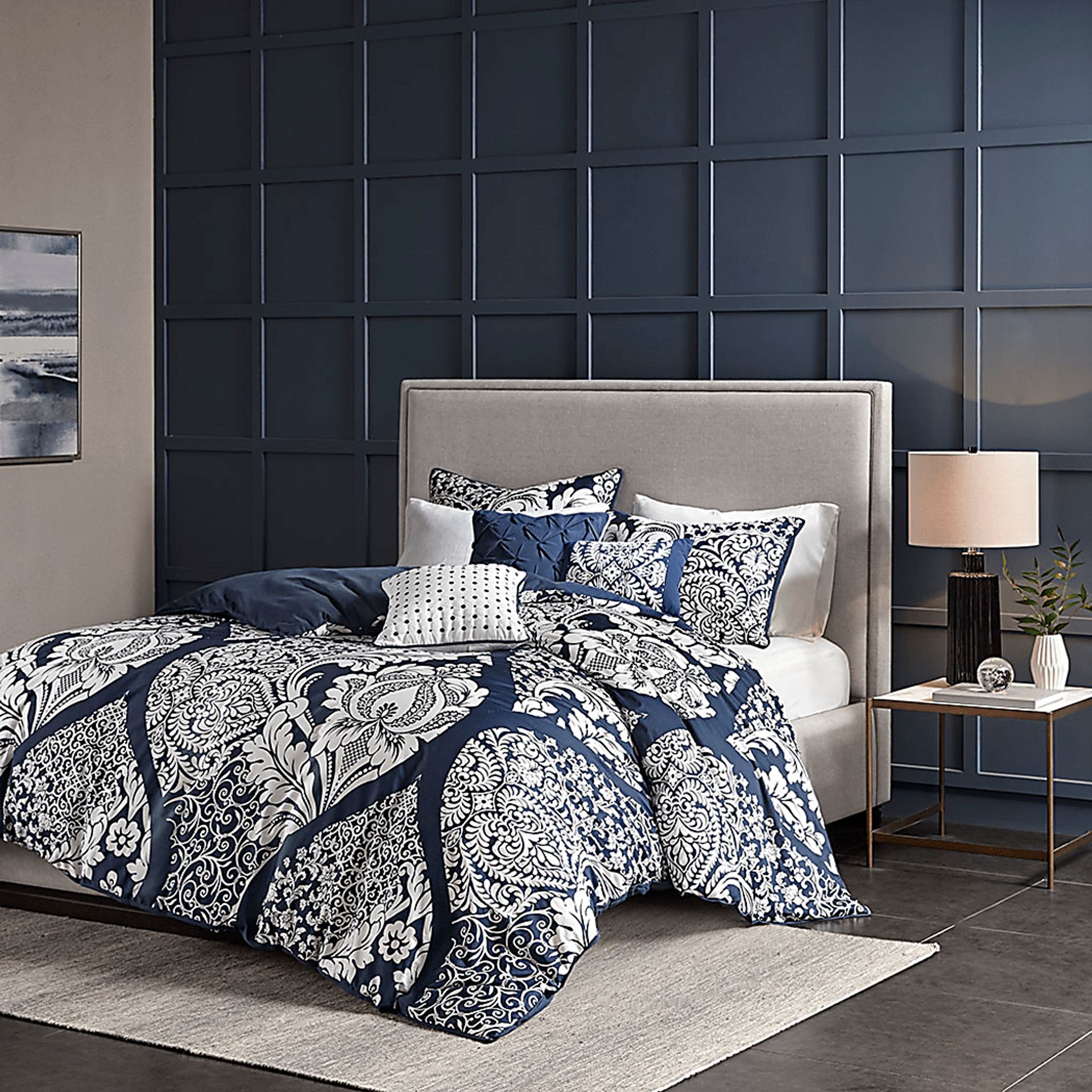 Hedwige Blue 6 Pc Full/Queen Duvet Set - Image 1