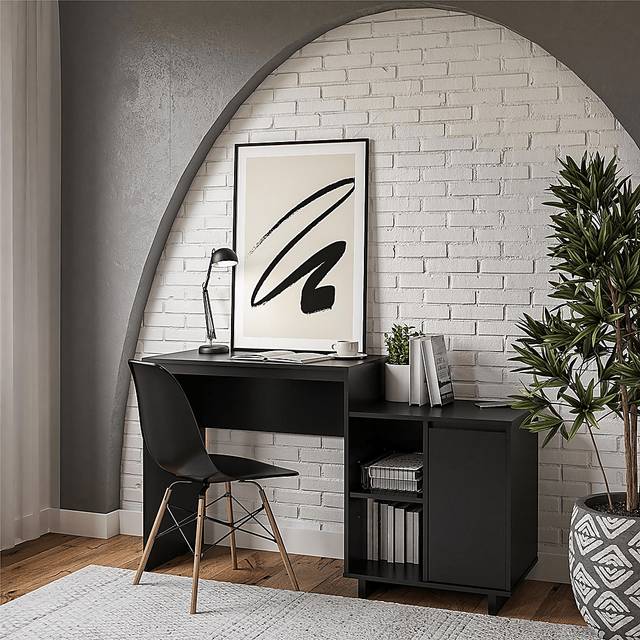 Hegbald Black Desk - Thumbnail - Image 4