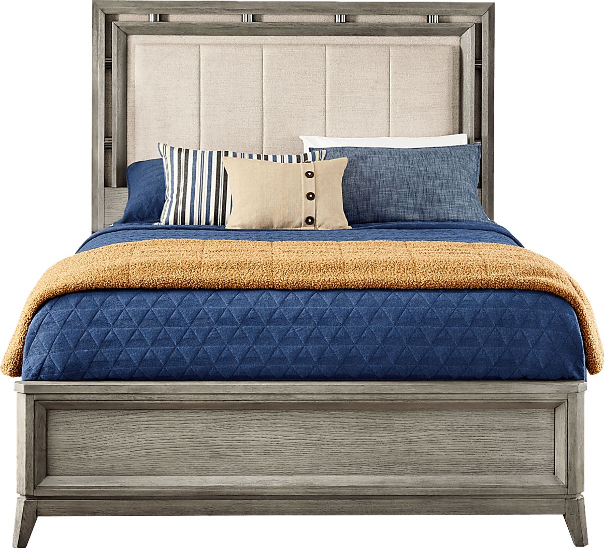 Heiress 5 Pc Gray Queen Bedroom Set With 3 Pc Queen Upholstered Bed ...