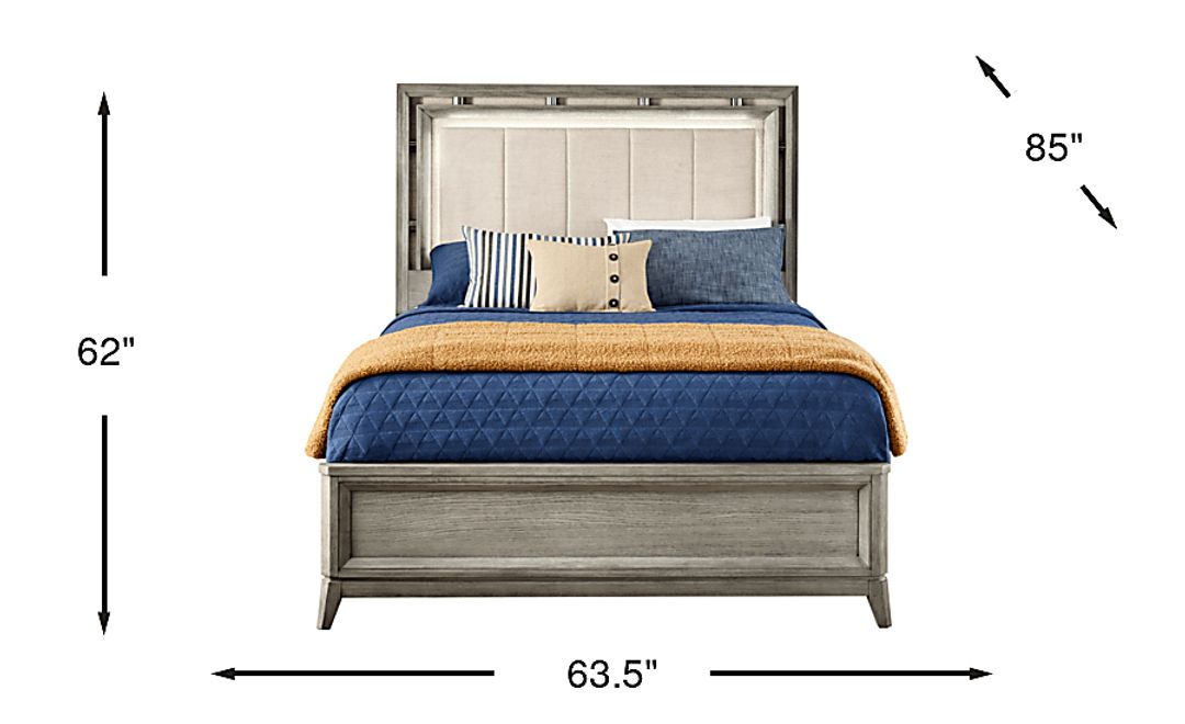 Heiress Gray 3 Pc Queen Upholstered Bed