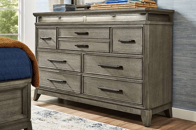 Heiress Gray 5 Pc Queen Upholstered Bedroom - Thumbnail - Image 9