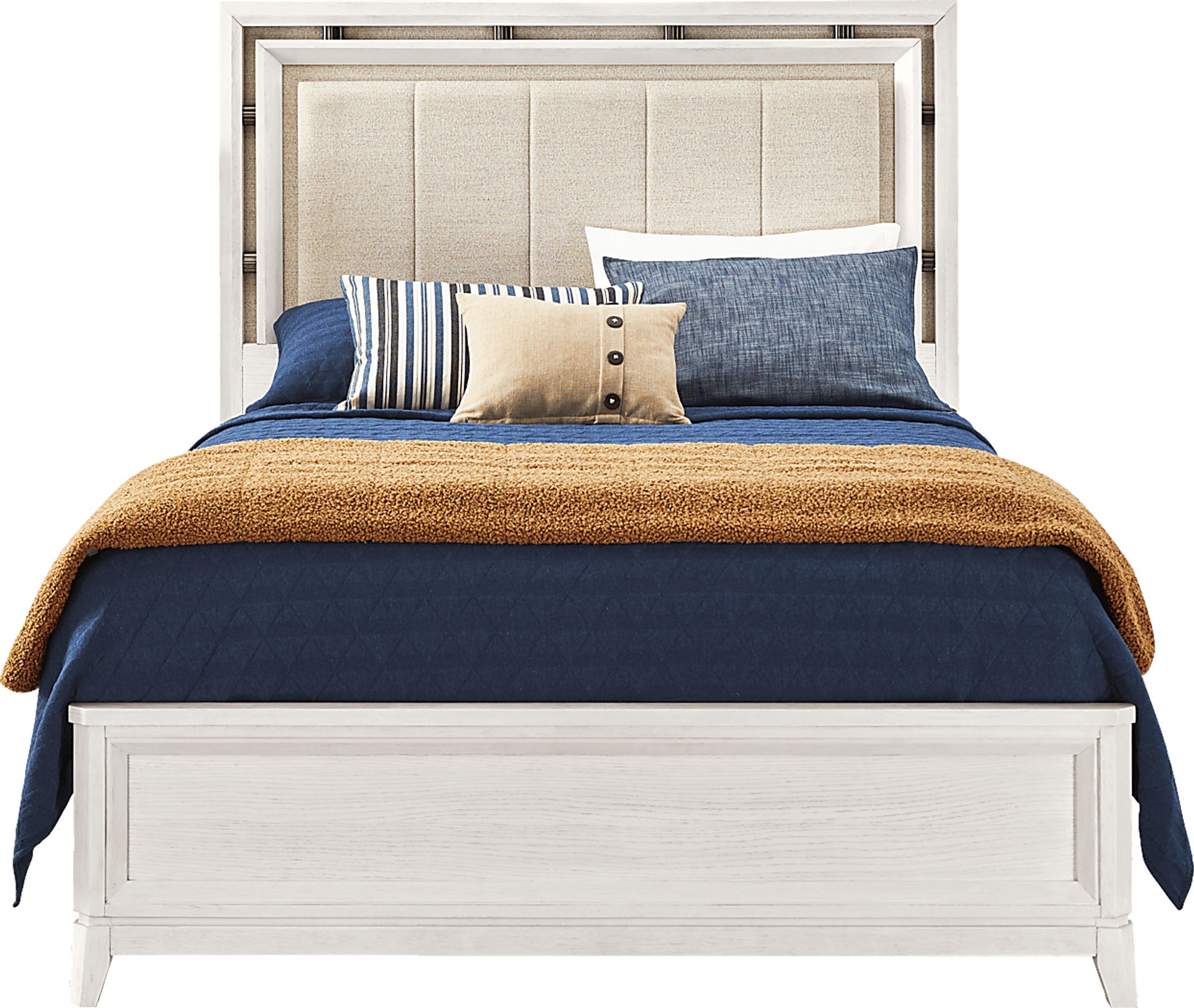 Heiress White 5 Pc Queen Upholstered Bedroom - Image 3