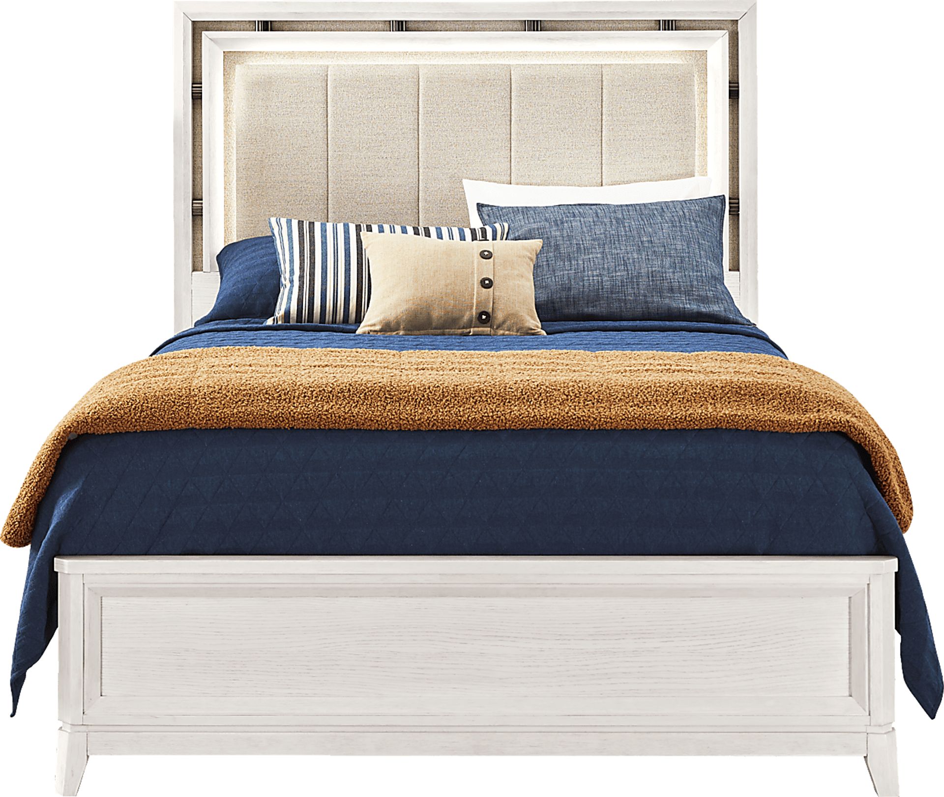 Heiress White 5 Pc Queen Upholstered Bedroom - Image 2