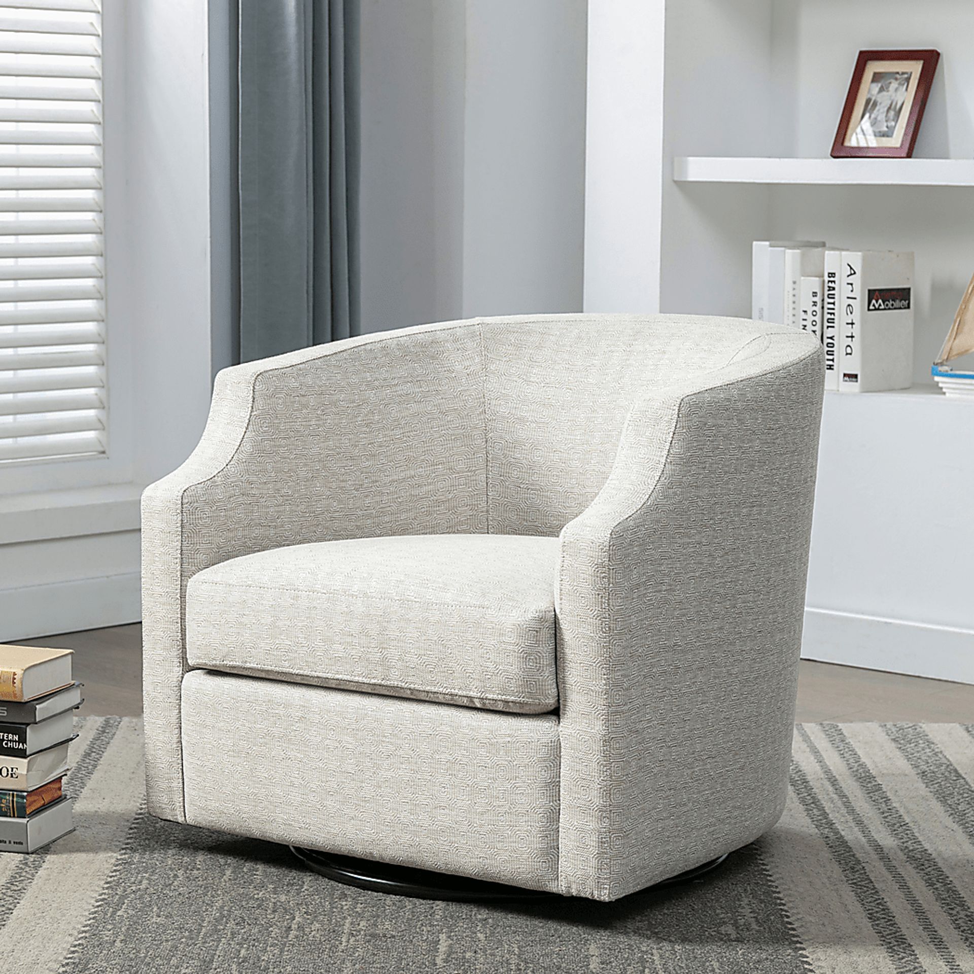 Hekau Beige Swivel Chair - Image 13