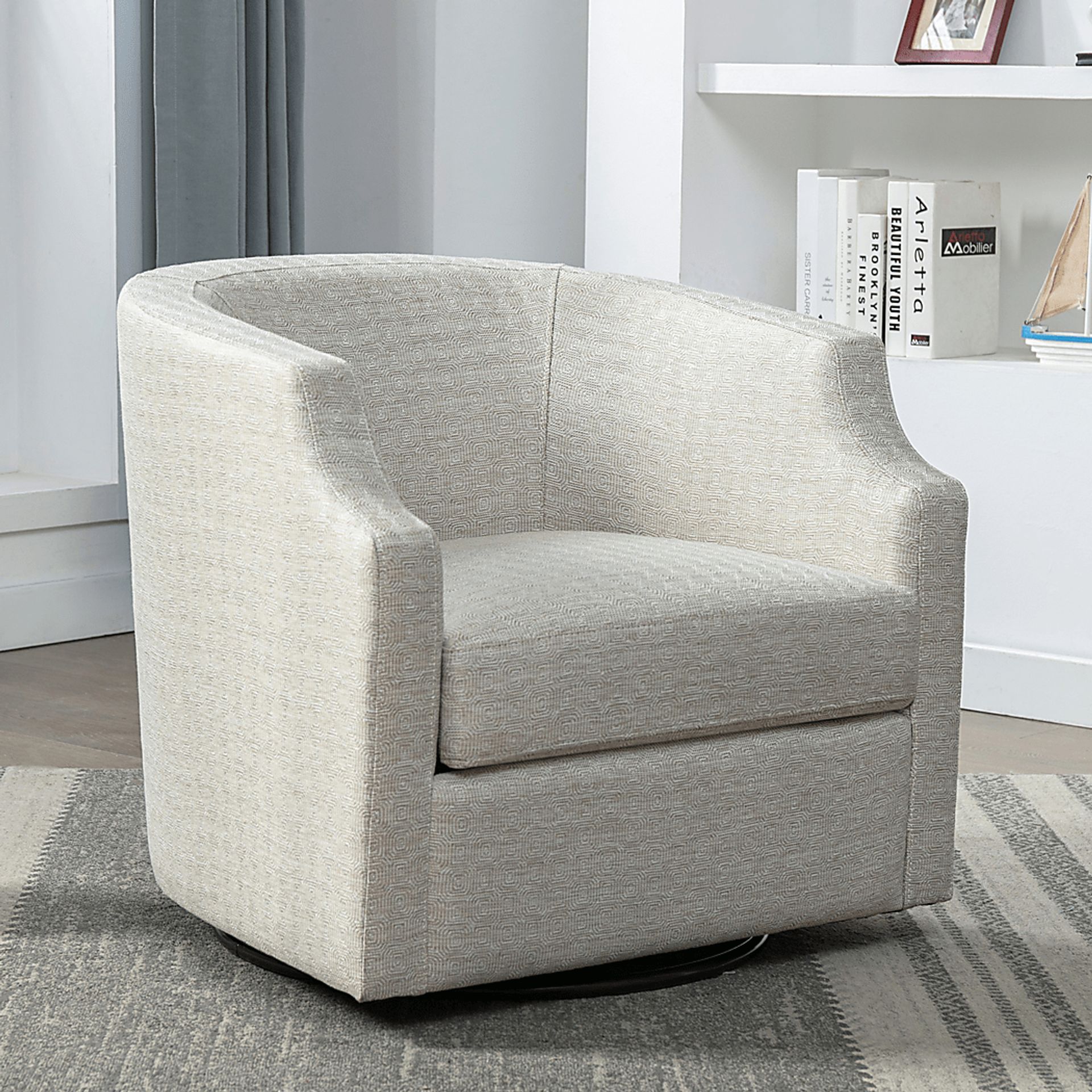 Hekau Beige Swivel Chair - Image 10