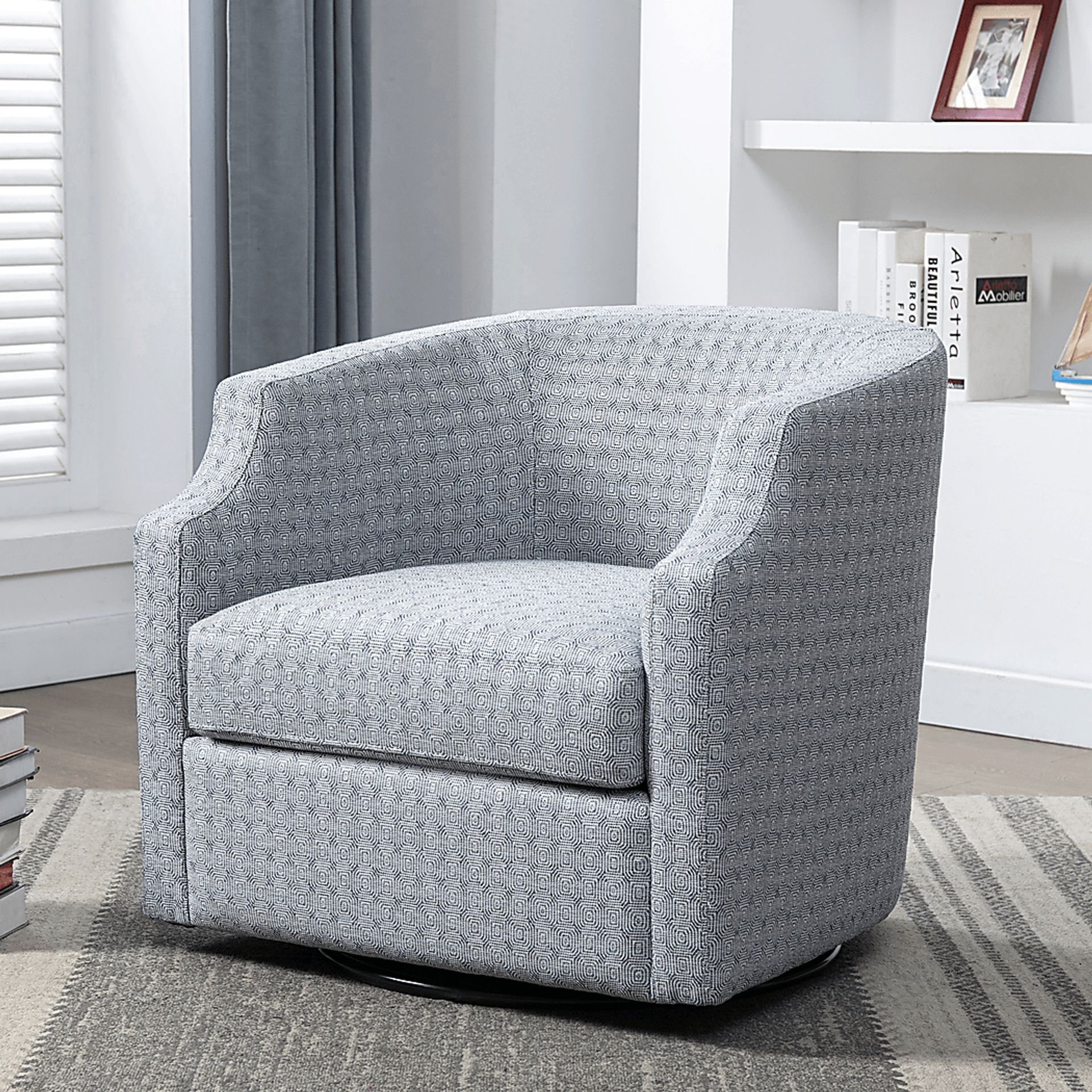 Hekau Blue Swivel Chair - Image 2