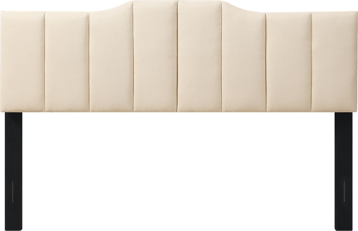 Hekau Cream Beige Polyester Fabric Queen Headboard Rooms To Go