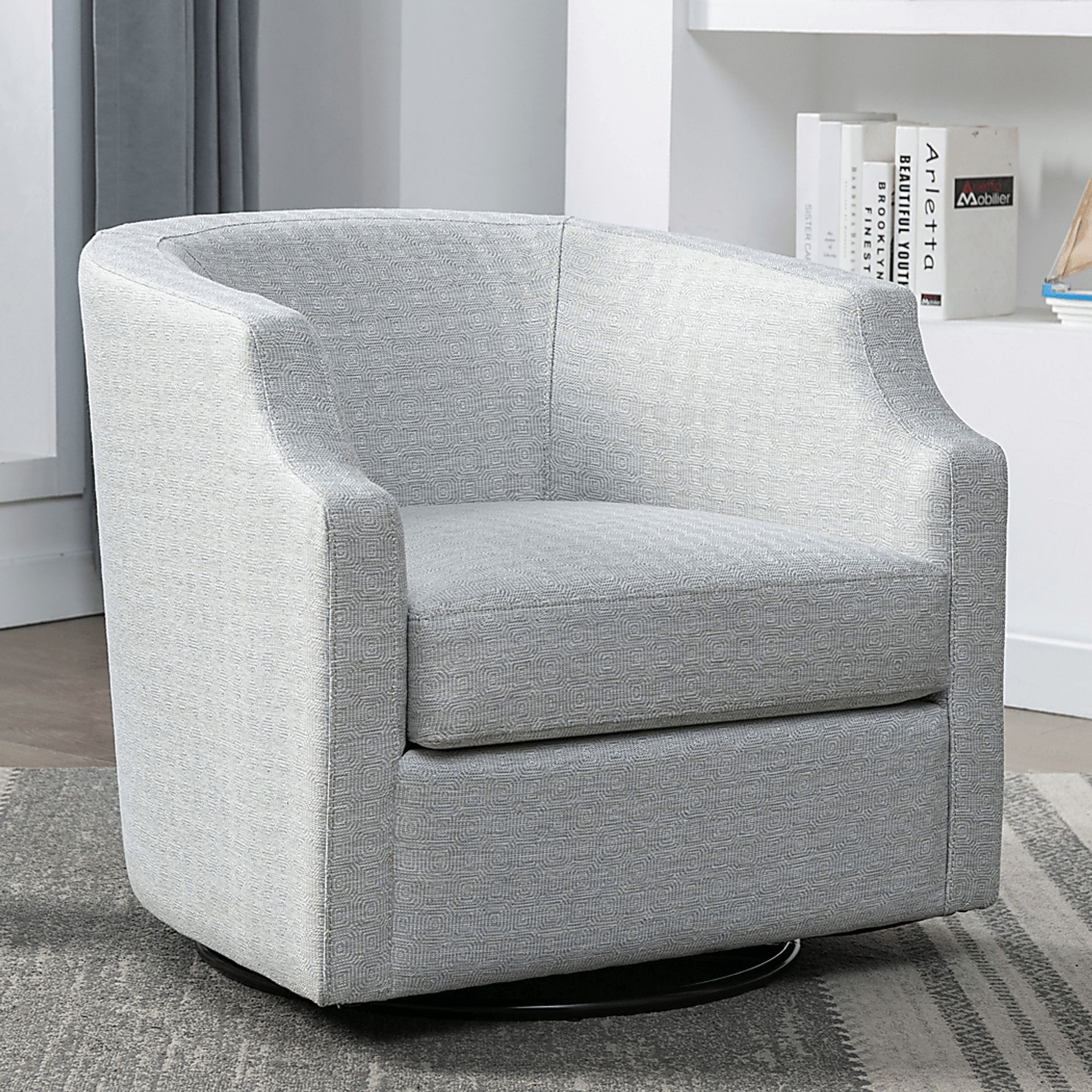 Hekau Light Blue Swivel Chair - Image 2
