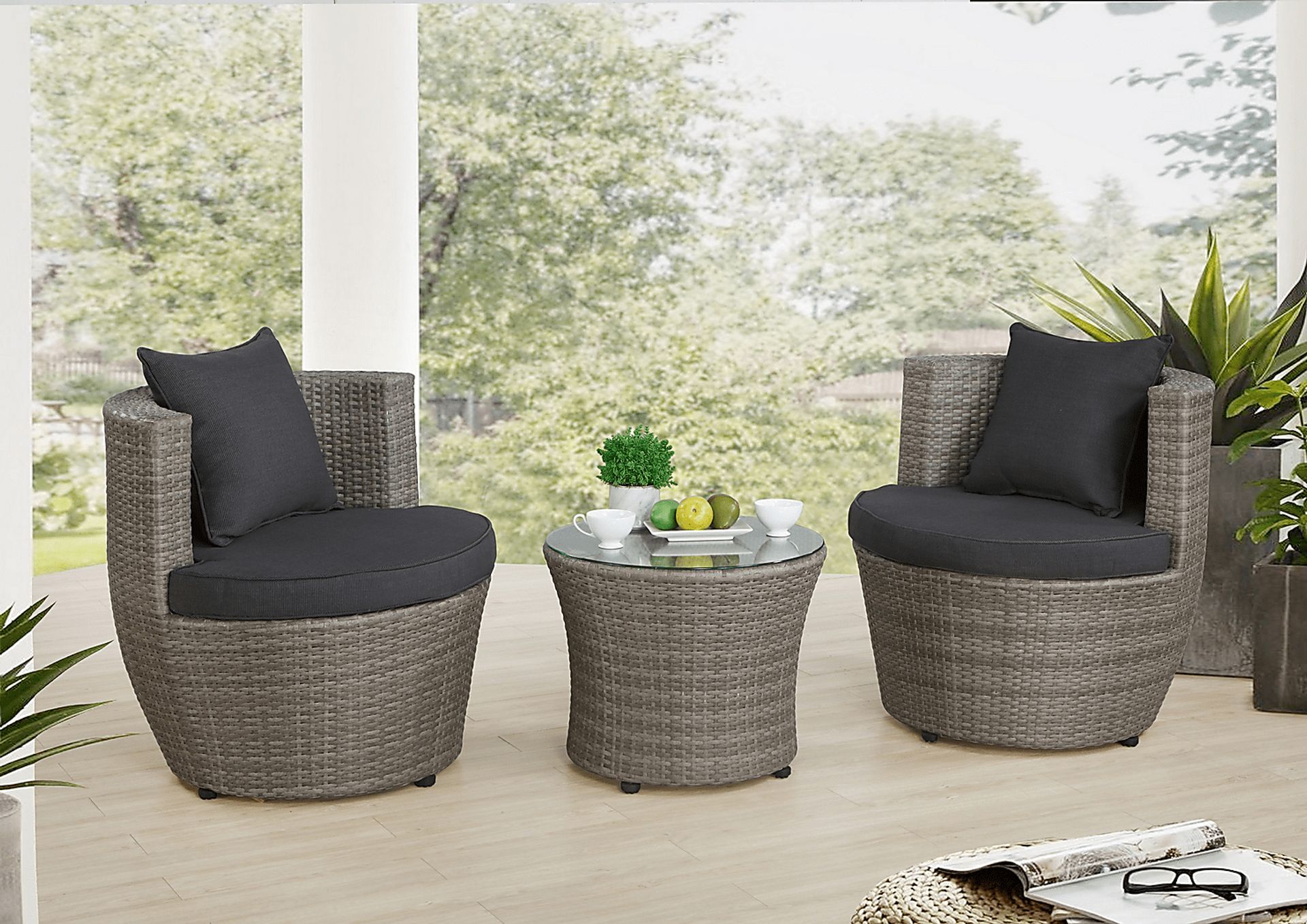 Helican Gray 3 Pc Outdoor Seating Set - Image 11
