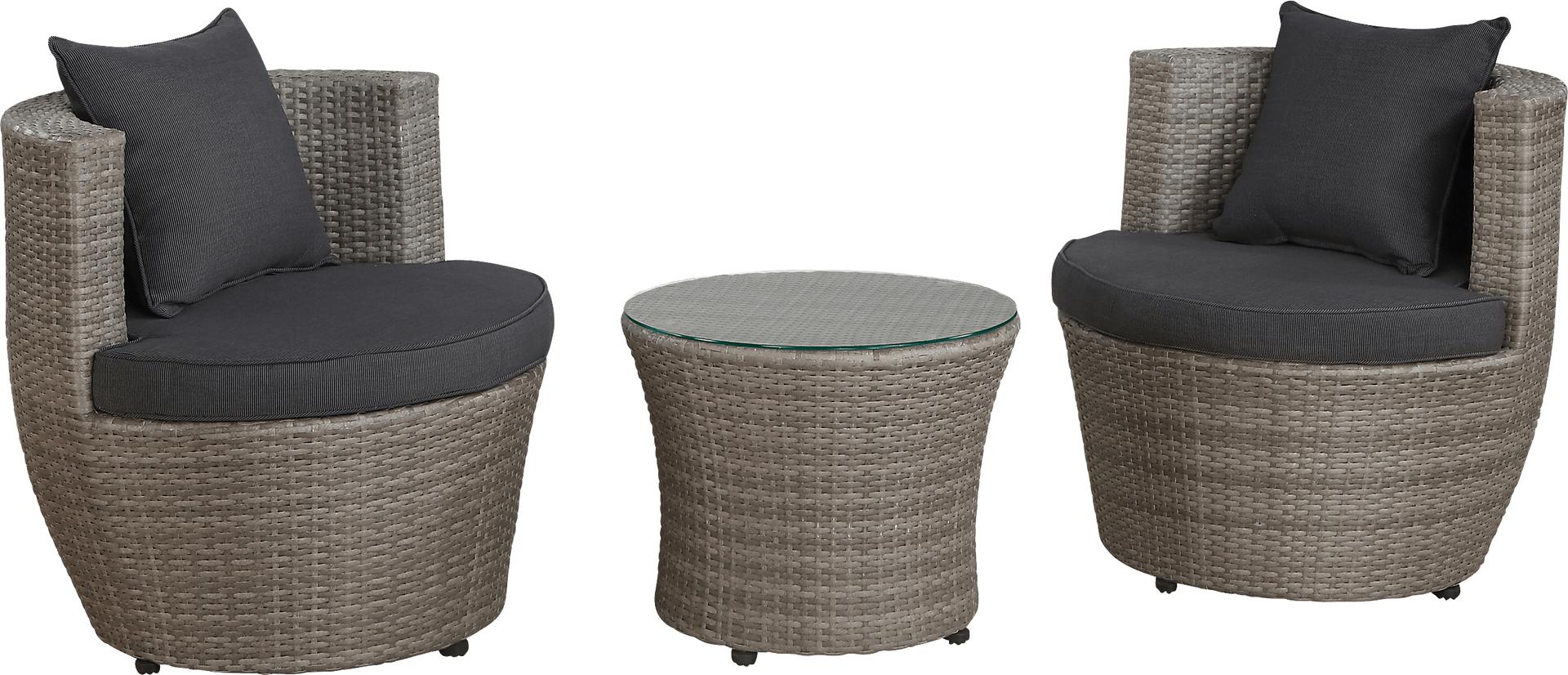 Helican Gray 3 Pc Outdoor Seating Set