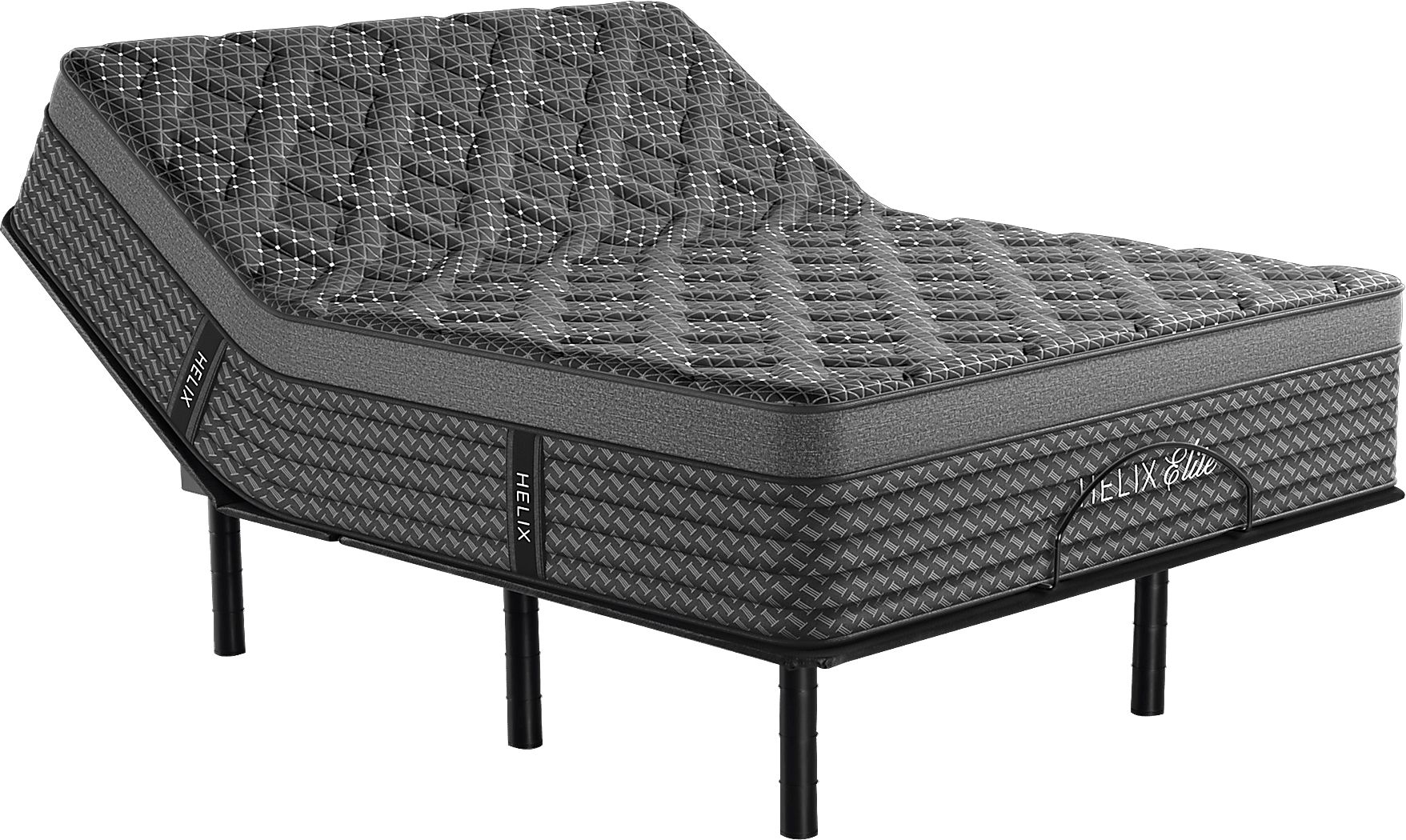Helix Midnight Elite Queen Mattress Set with Head Up Only Base