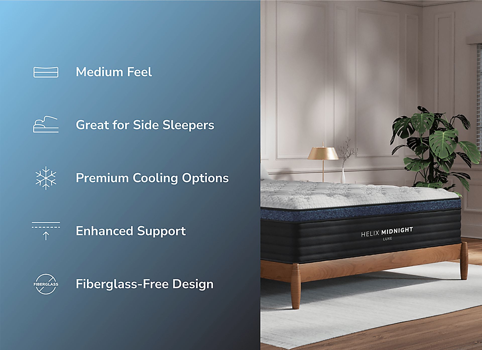 Helix Midnight Luxe Split King Mattress Set with Head Up Only Base - Image 7