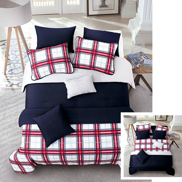 Helyan Navy 8 Pc Queen Comforter Set - Thumbnail - Image 1