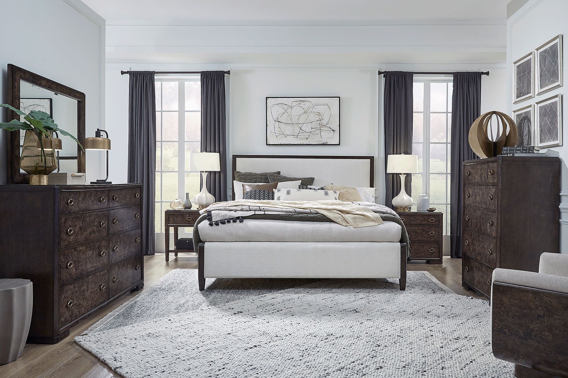 Henley Brown 5 Pc Queen Upholstered Bedroom - Image 1