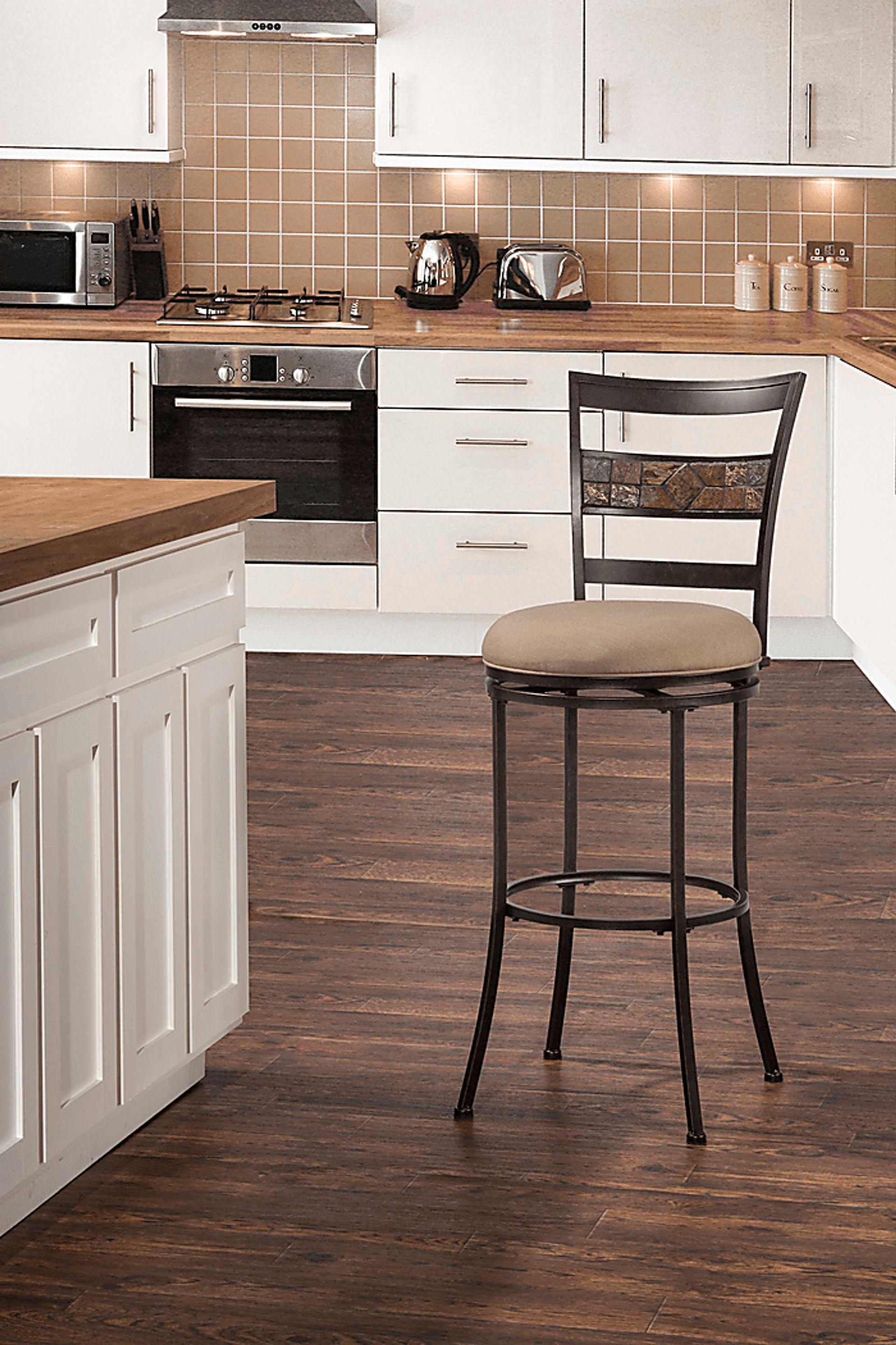 Henning Mocha Outdoor Swivel Barstool - Image 2
