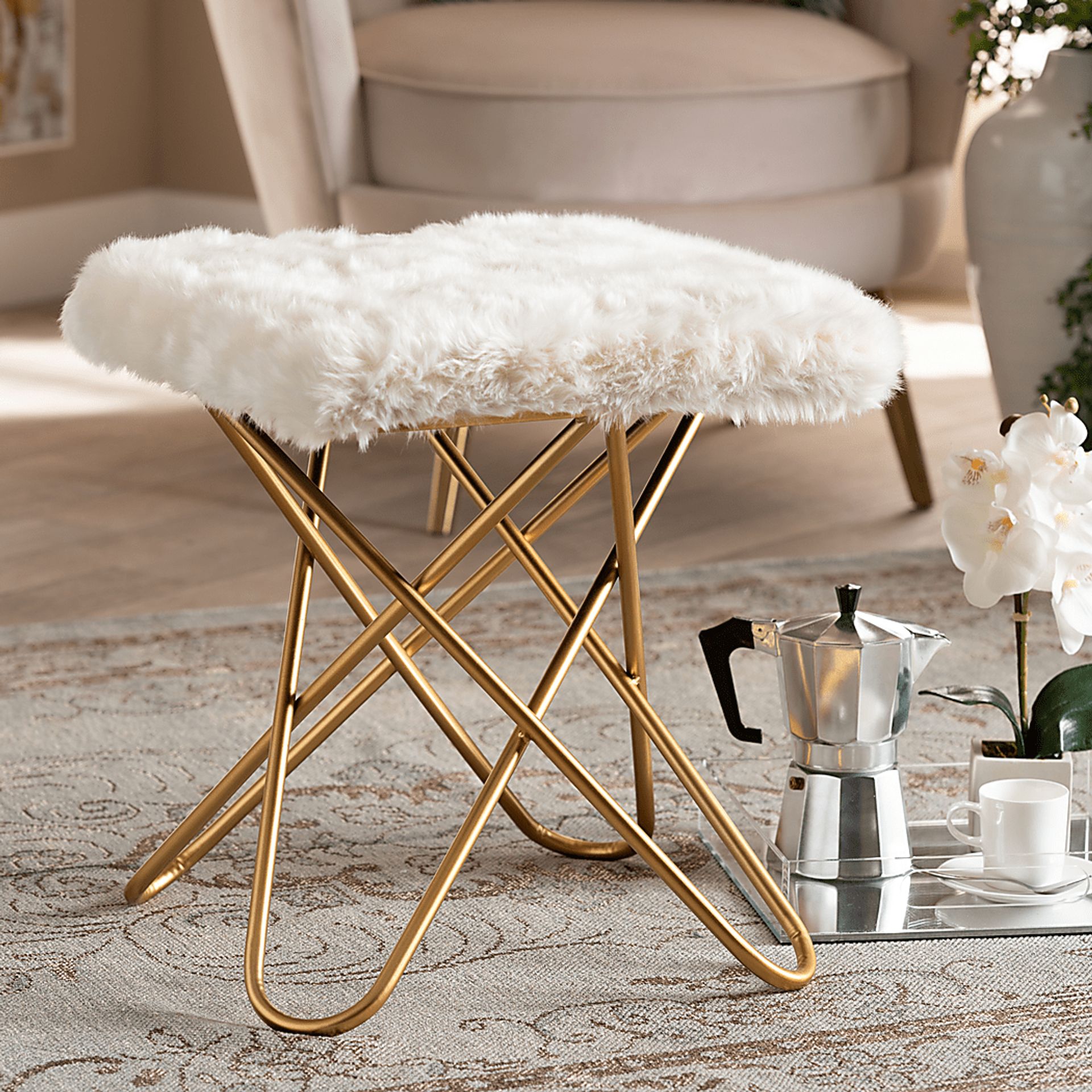Henslowe White Ottoman - Image 5