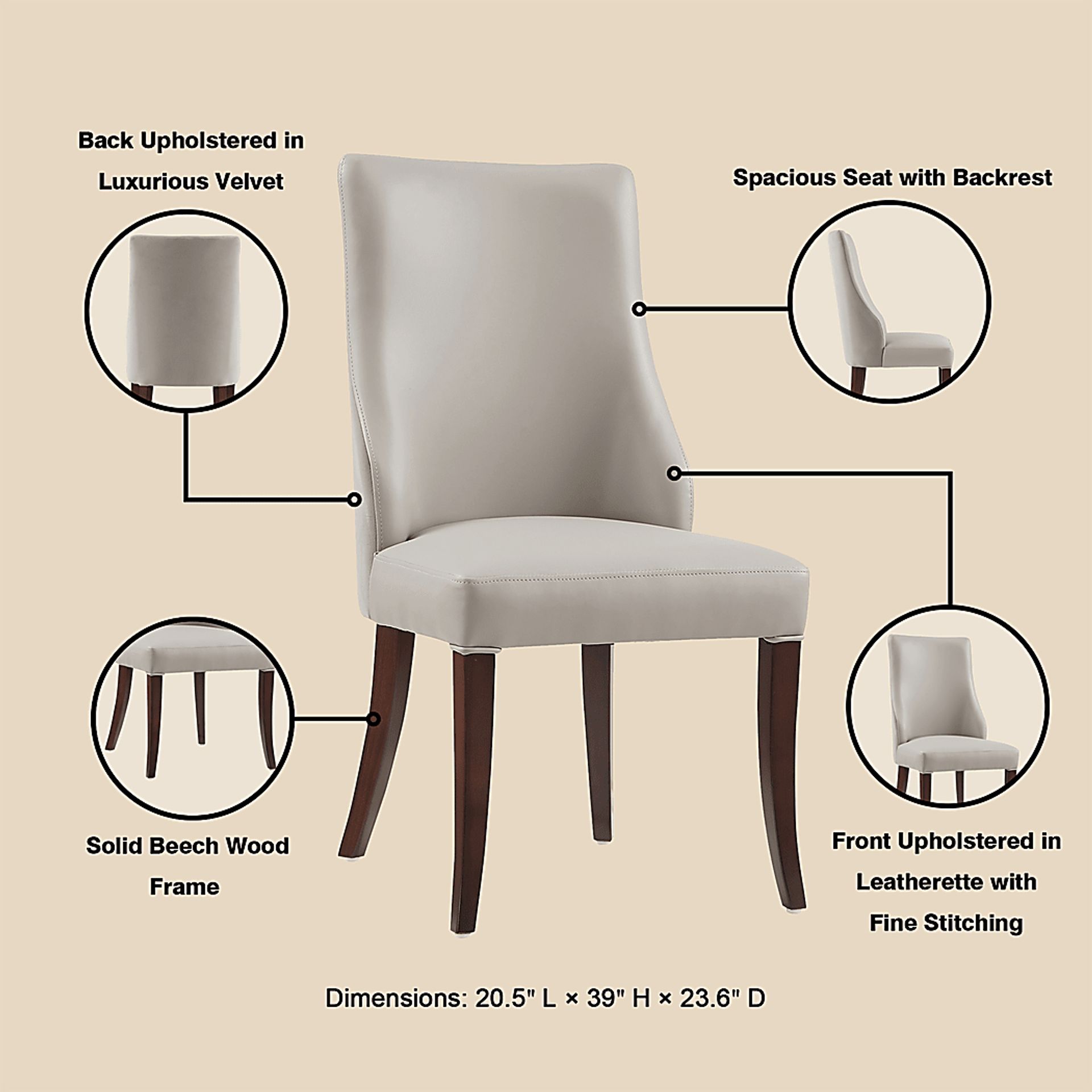 Herbcloud Light Gray Dining Chair, Set of 2 - Image 7