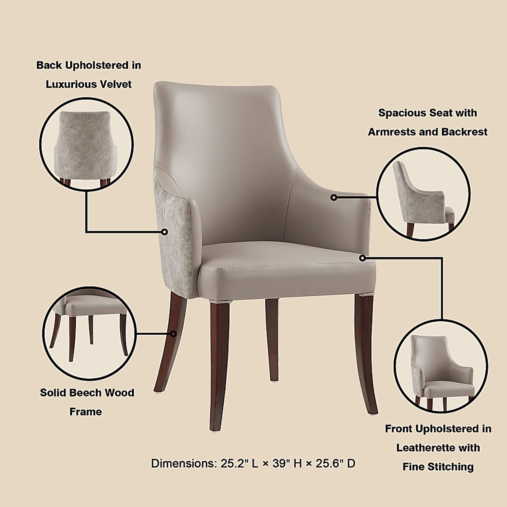 Herbcloud Taupe Arm Chair - Image 4
