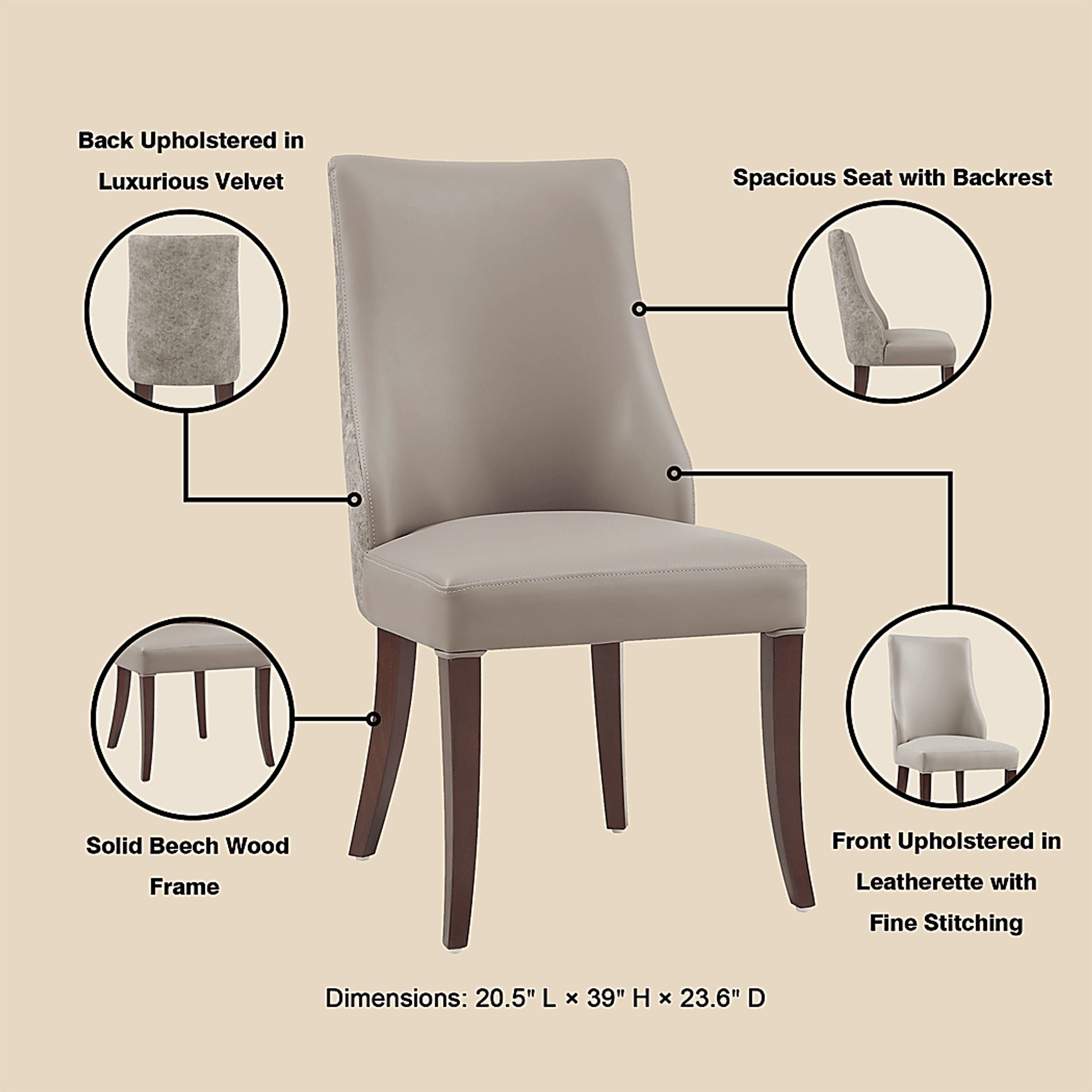 Herbcloud Taupe Dining Chair, Set of 2 - Image 5