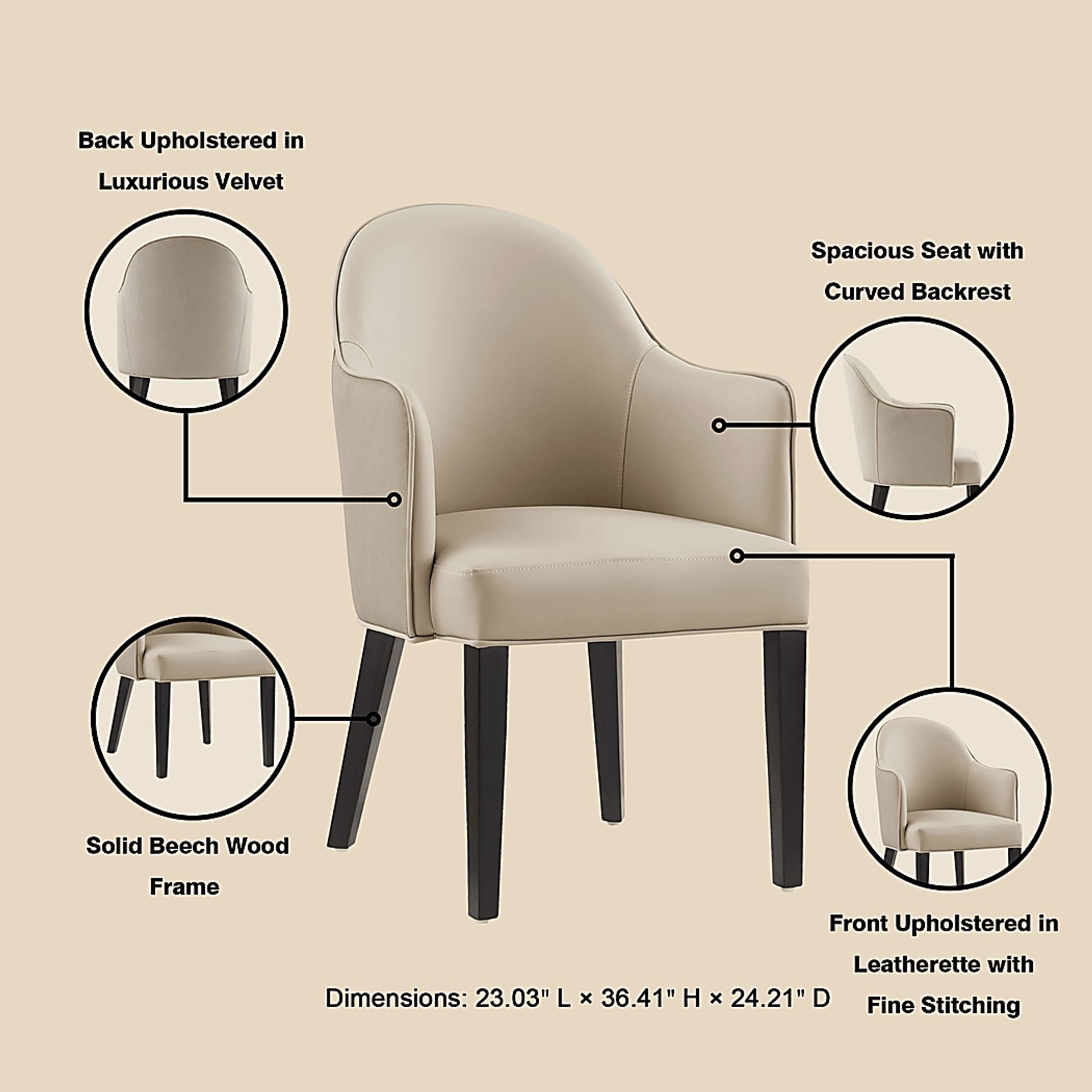 Herohut Beige Arm Chair - Image 9