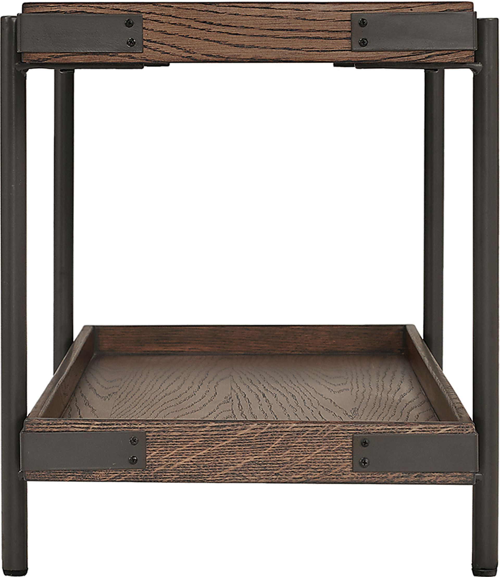 Herontye Brown Bench with Shelf - Image 3