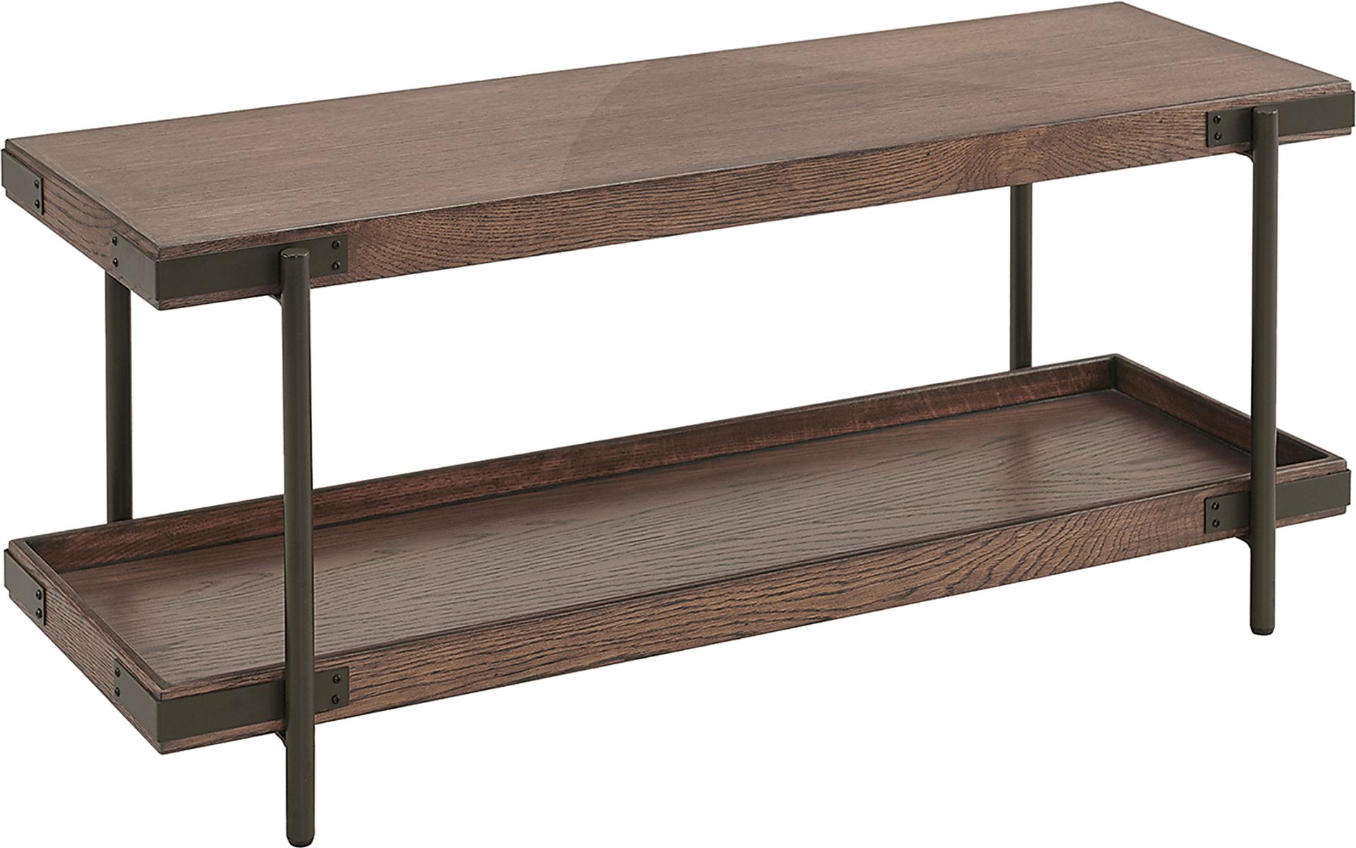 Herontye Brown Bench with Shelf - Image 1