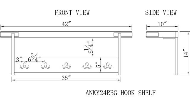 Herontye Brown Coat Hook with Shelf - Thumbnail - Image 6
