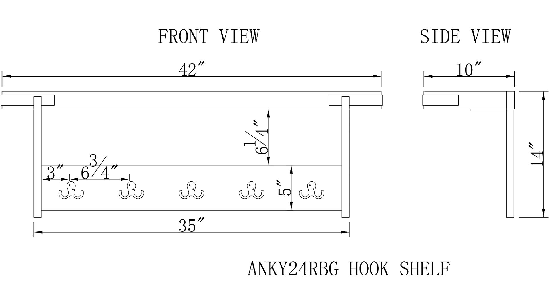 Herontye Brown Coat Hook with Shelf - Image 6