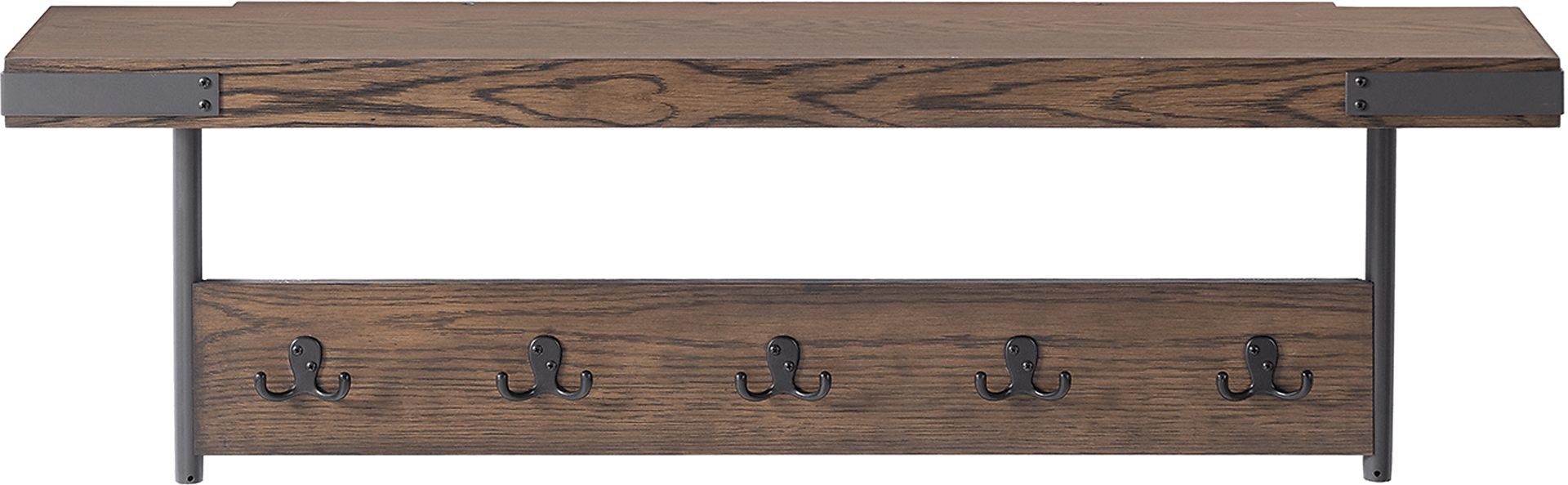 Herontye Brown Coat Hook with Shelf - Image 1