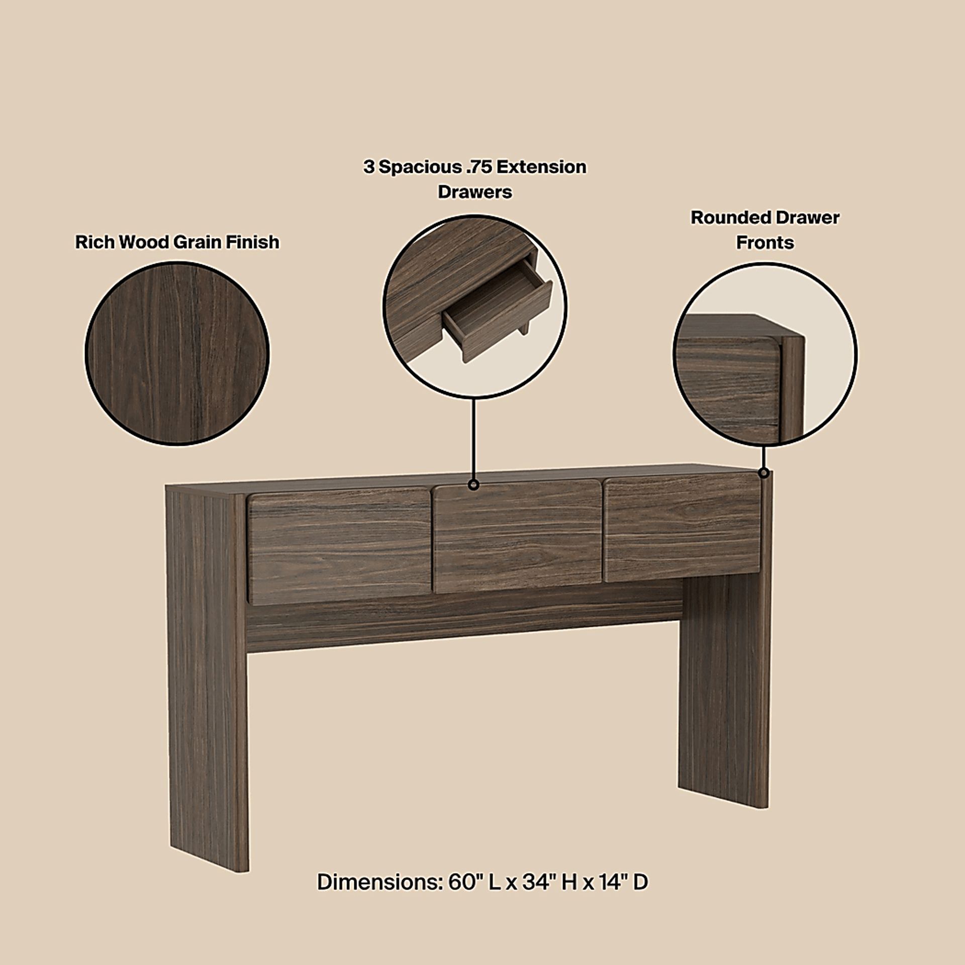 Herosunny Brown Console Table - Image 8