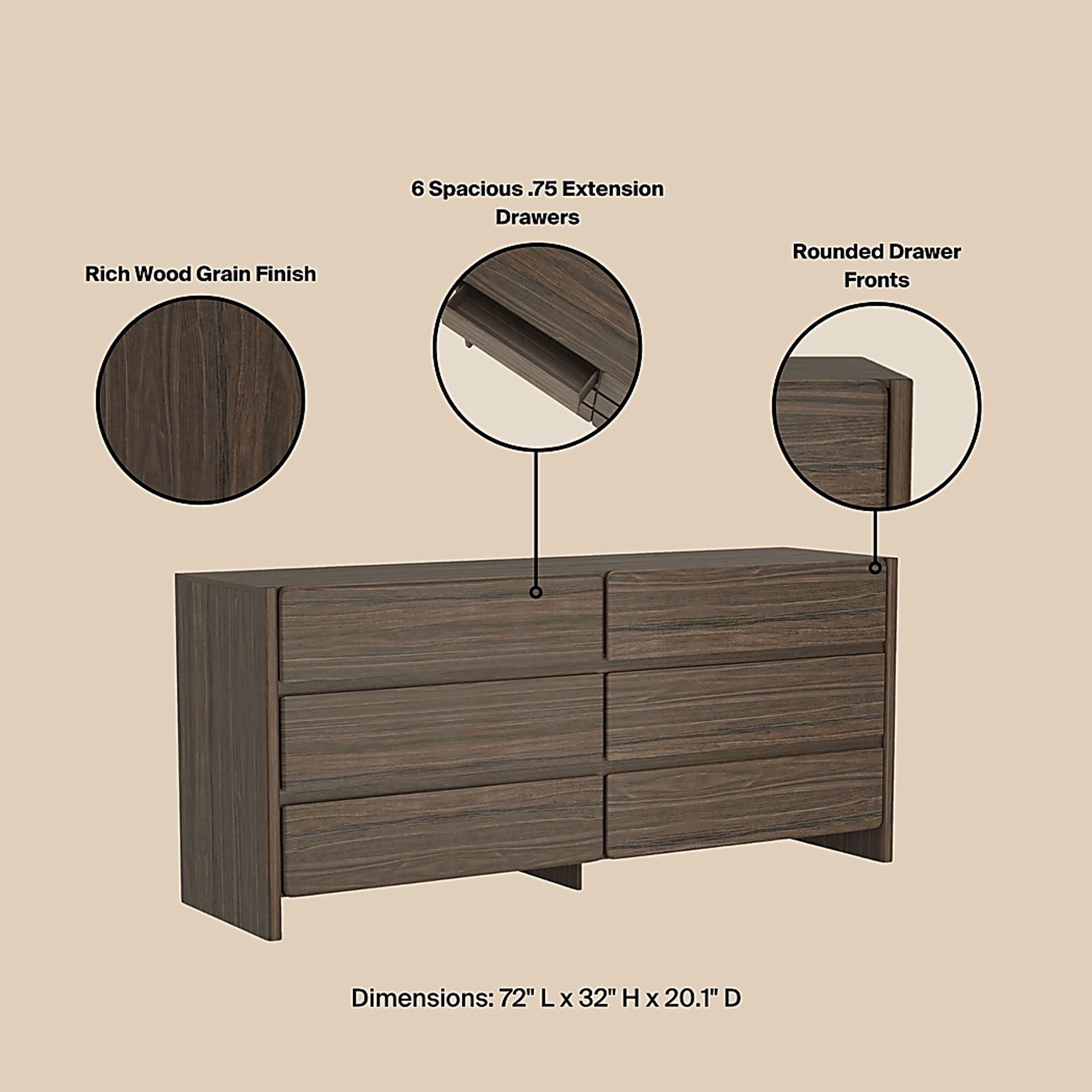 Herosunny Brown Dresser - Image 9