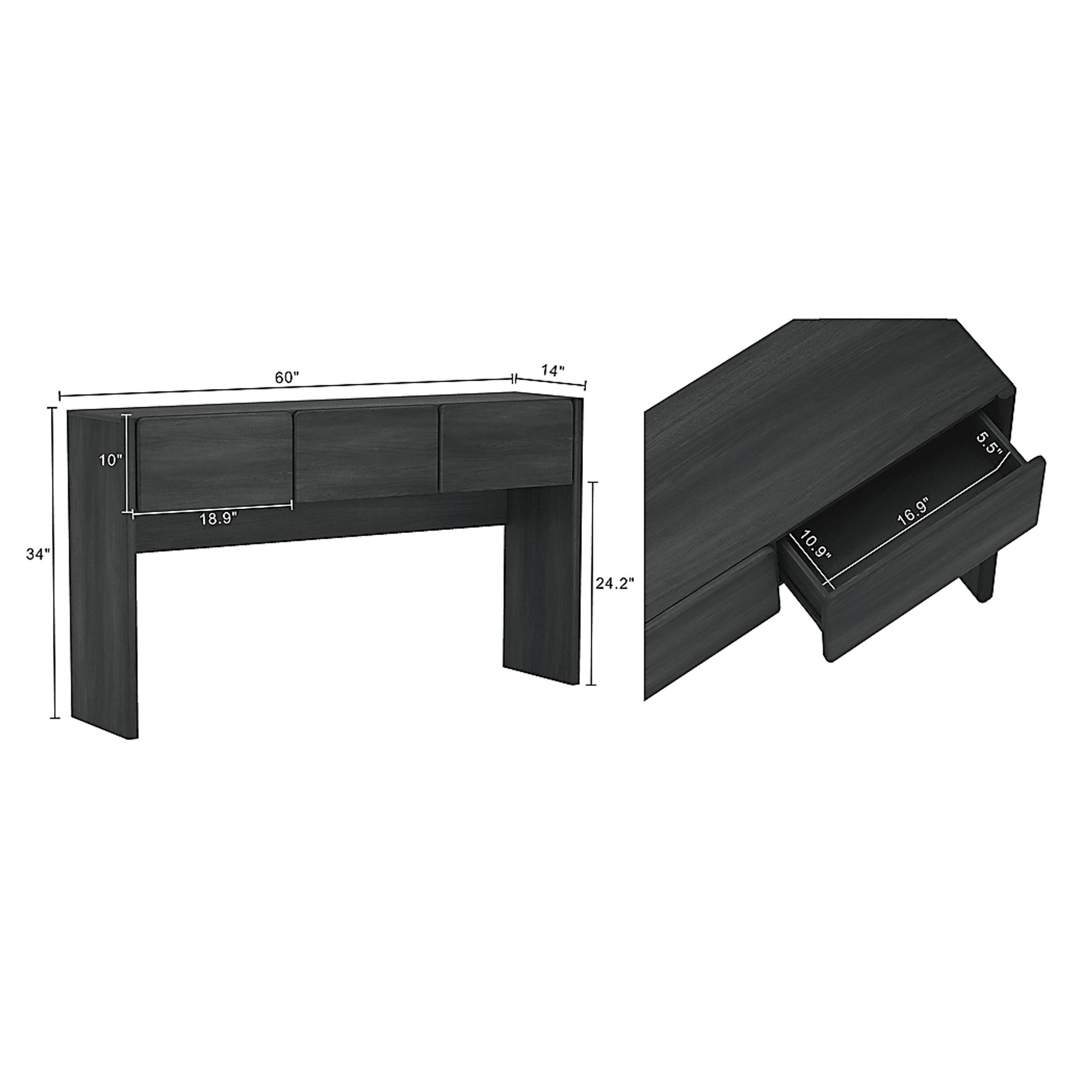 Herosunny Dark Gray Console Table - Image 9