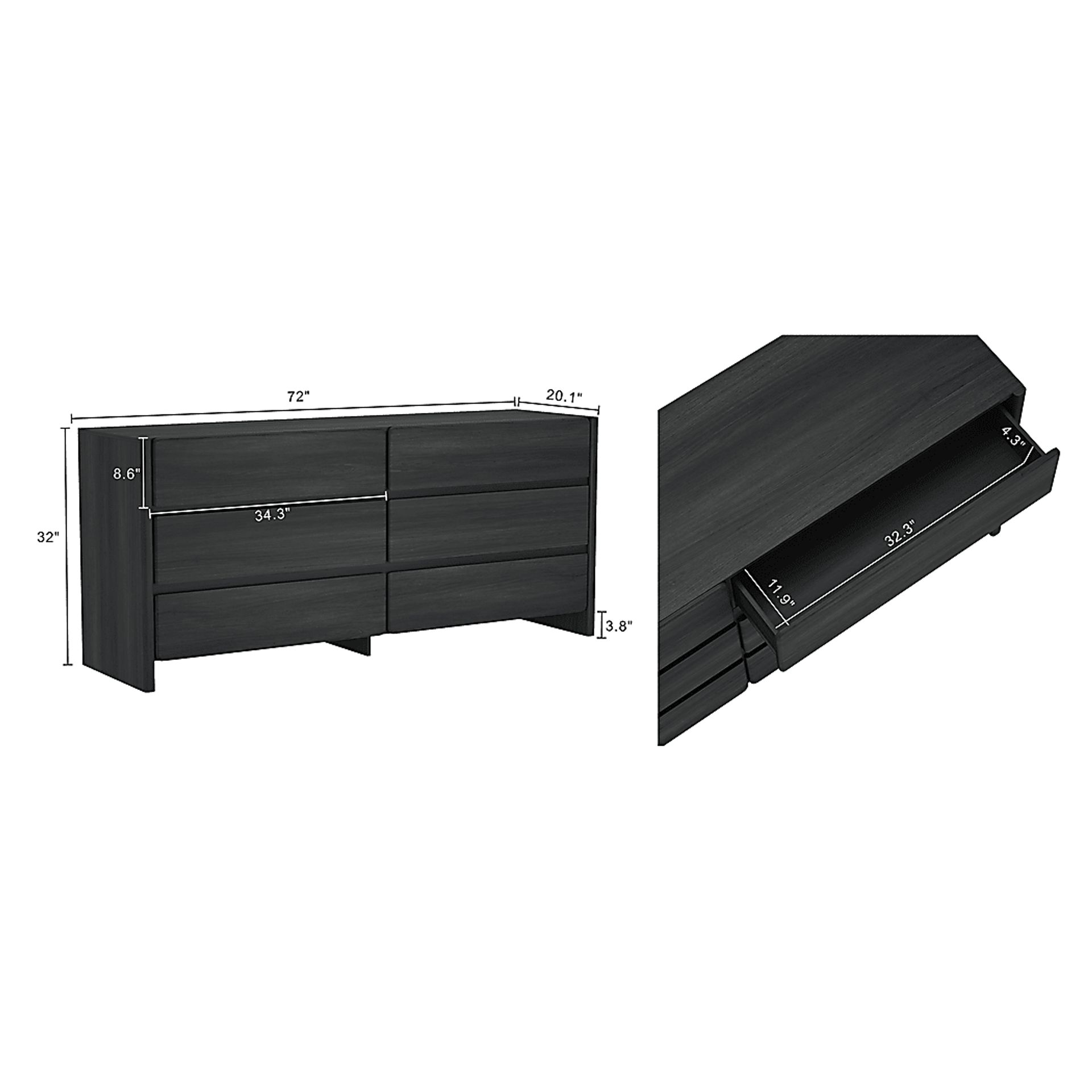 Herosunny Dark Gray Dresser - Image 10