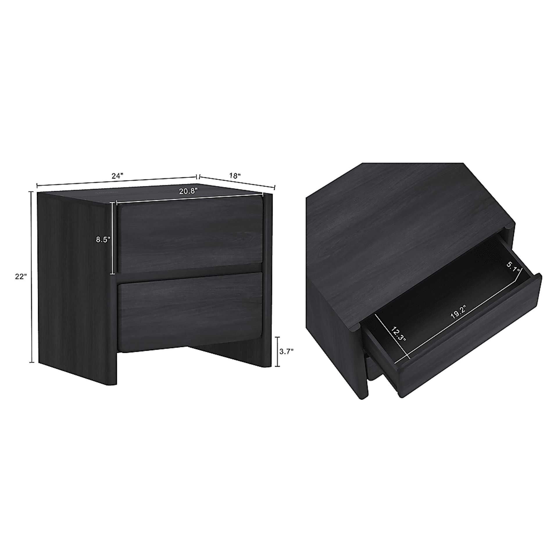 Herosunny Dark Gray Nightstand - Image 8