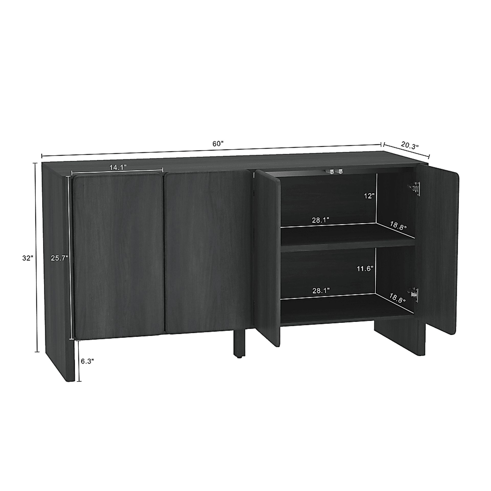 Herosunny Dark Gray Sideboard - Image 3