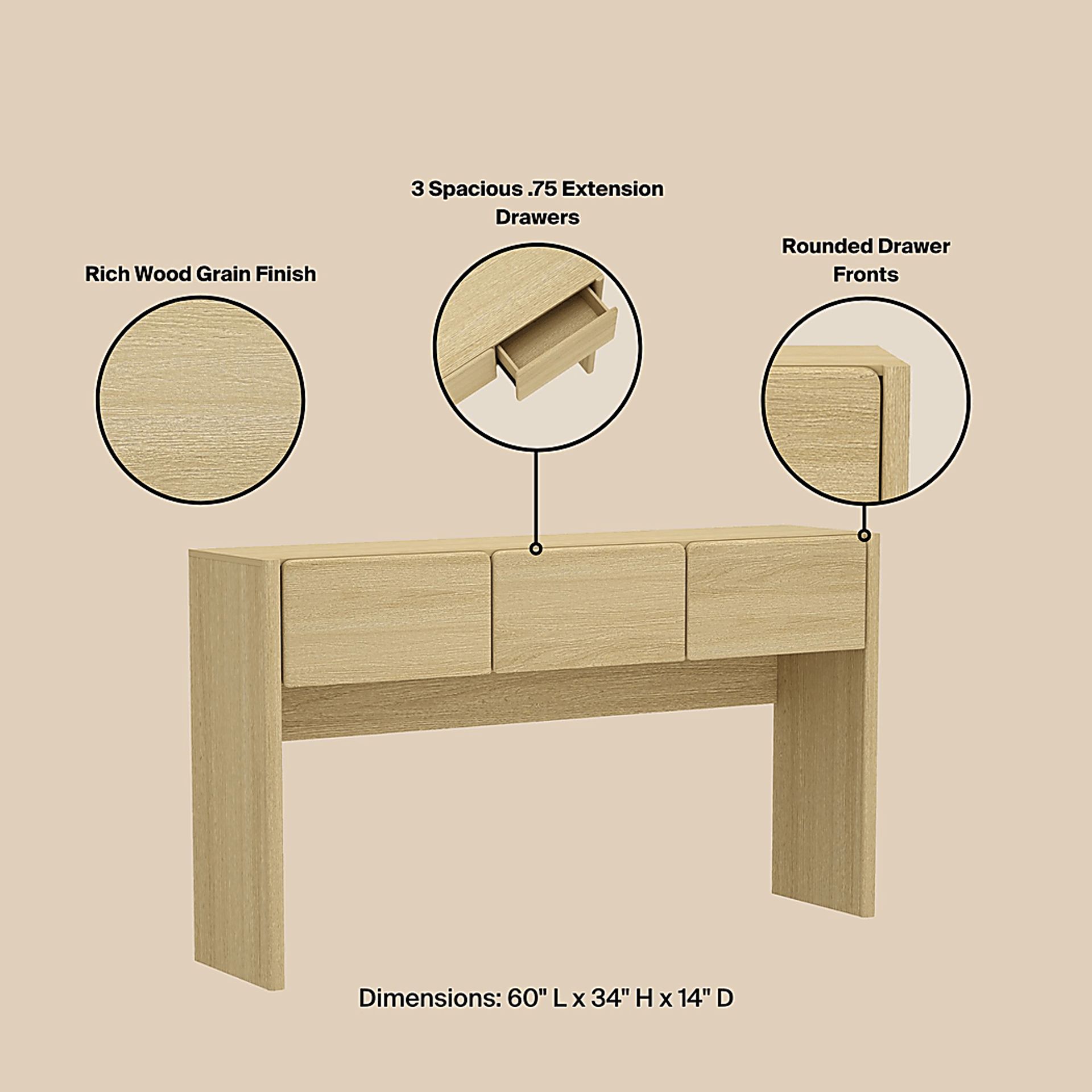 Herosunny Natural Console Table - Image 7