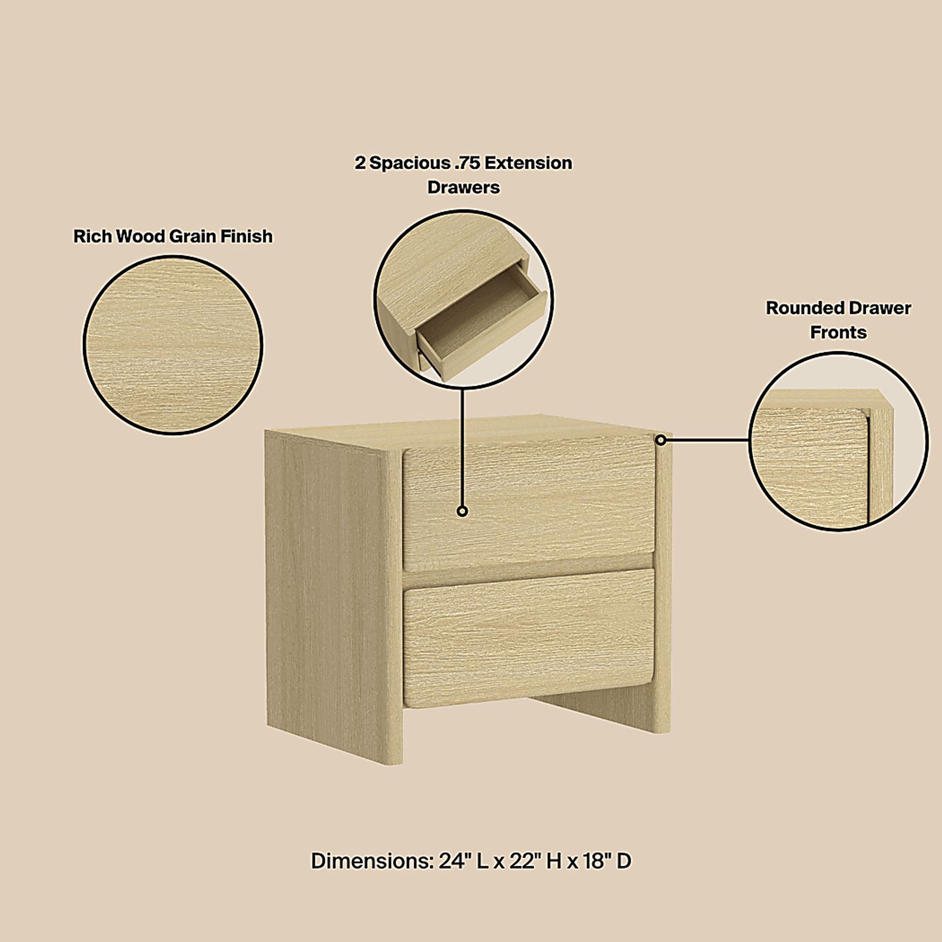 Herosunny Natural Nightstand - Image 6