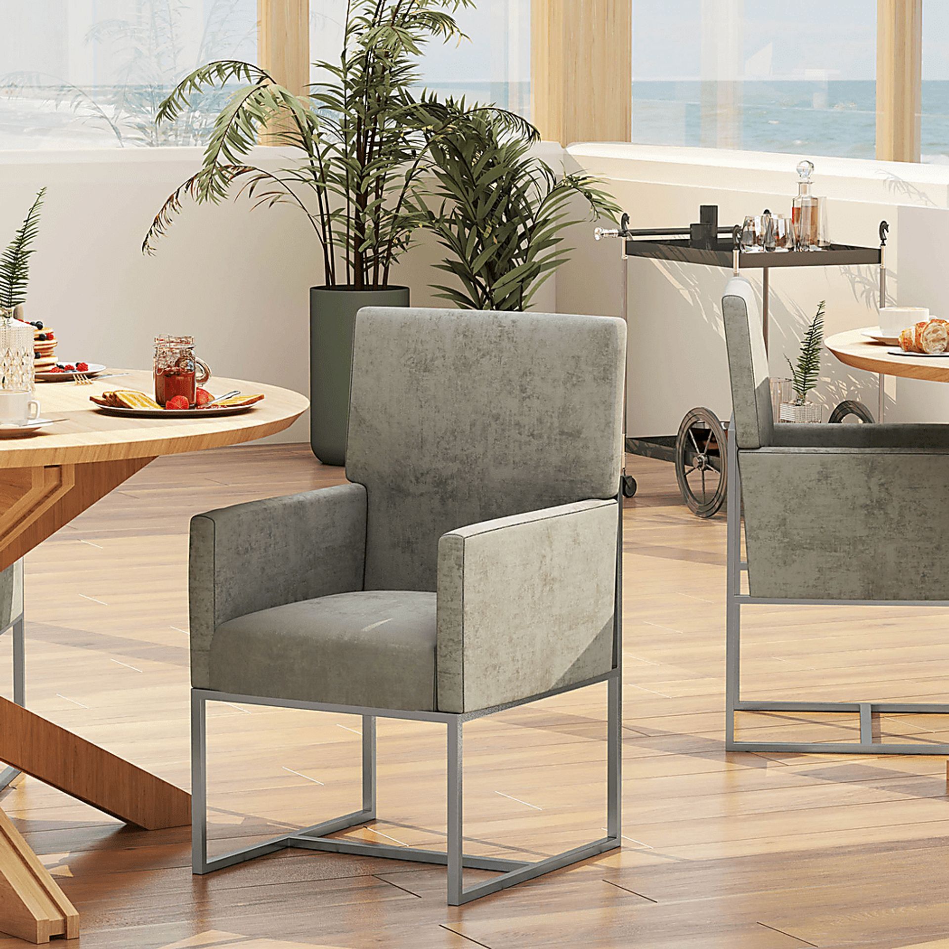 Herrli Steel Gray Arm Chair - Image 2