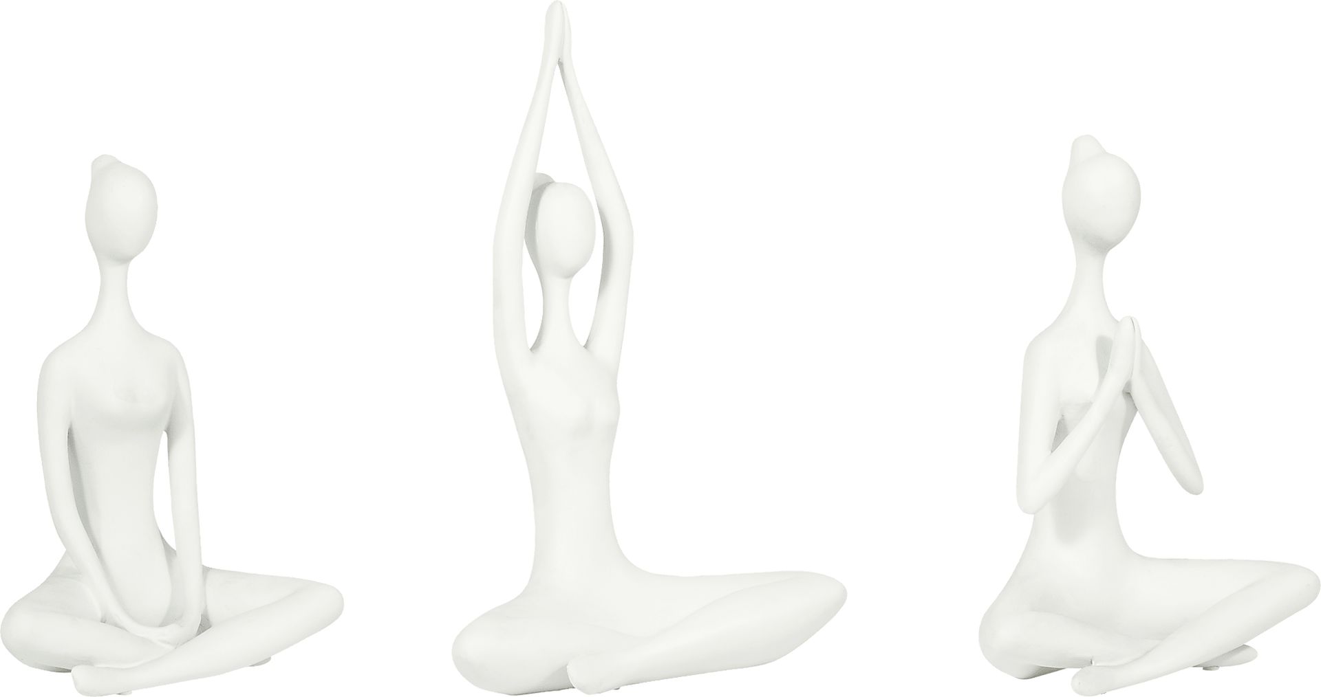 Hershour White Yoga Lady Sculpture, Set of 3 - Image 2