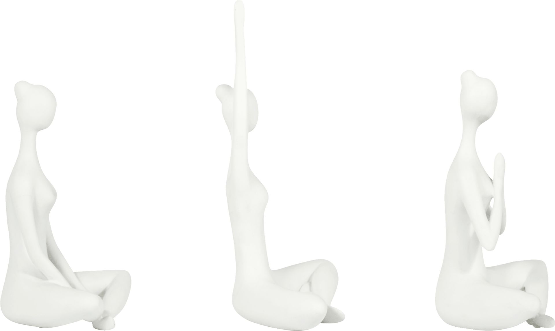 Hershour White Yoga Lady Sculpture, Set of 3 - Image 3